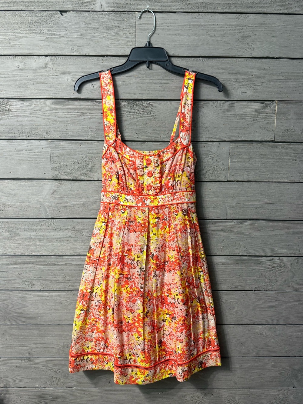 Jessica Simpson Summer Orange Yellow Floral Sun Dress Sz 6 Summer Boho Party
